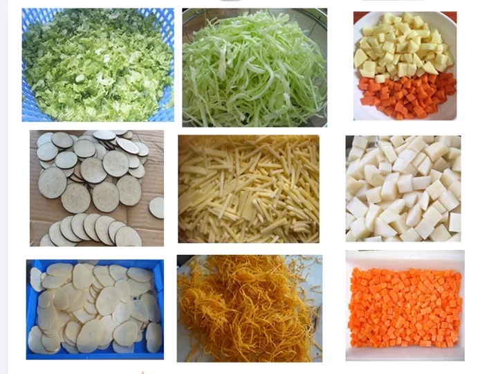 Different styles of vegetables