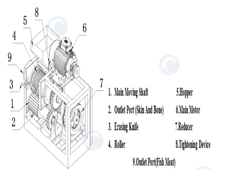 structure of the fish meat machine